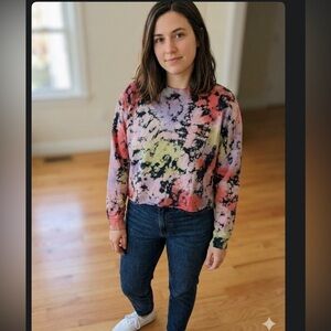 Letluv Anthropologie Tie-Dye Crewneck Sweatshirt - Multicolor large boho